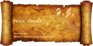 Hocz Jenő névjegykártya